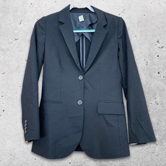 J.Crew‎ Long Boyfriend Blazer High Quality Wool Blend Soft Fully Lined Black W 0 - Picture 2 of 9